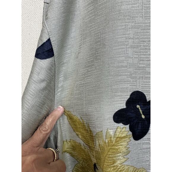 Carribean Joe Rayon Taupe Floral Hawaiian Shirt Men’s 2XL Button Up Tropical - Picture 10 of 11